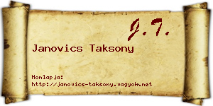 Janovics Taksony névjegykártya